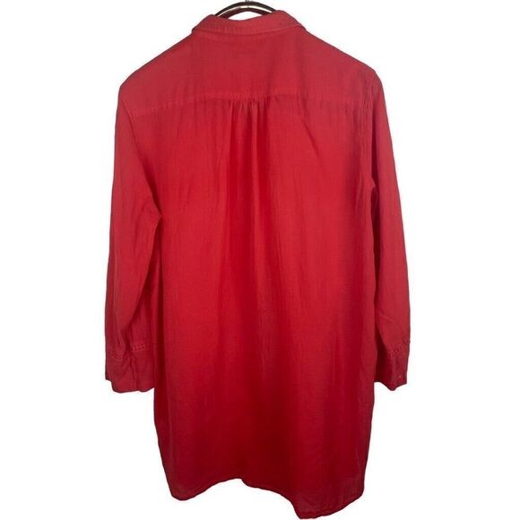 Draper James x Lands' End Coral Tunic Top Swim Cover- Up Sz  XL 18 517937 Cotton - Picture 2 of 10